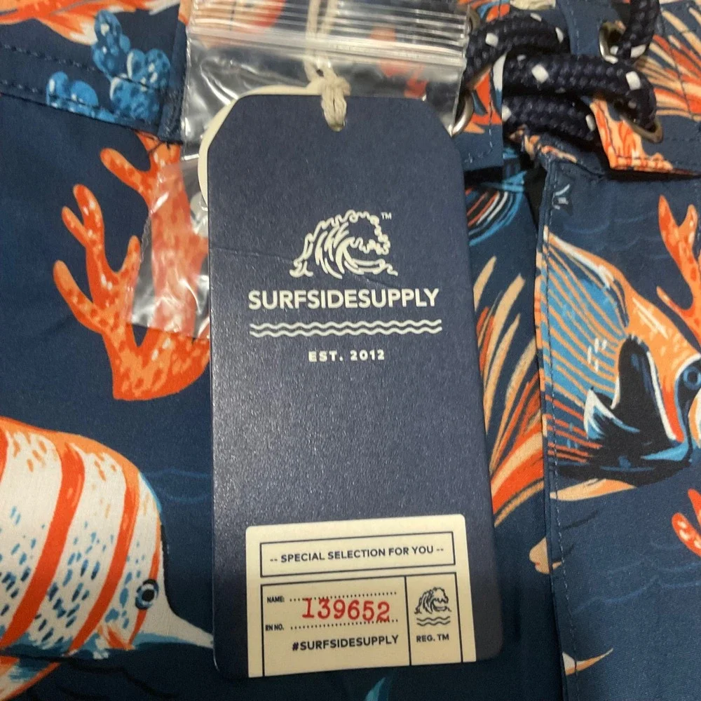 Surfside‎ Vibrant Tropical Fish & Coral Swim Shorts Men's Size XS Lined NWT